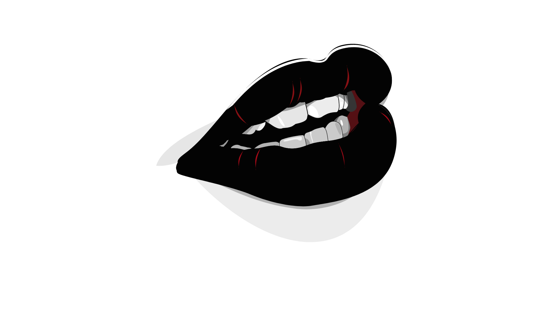 A graphic of a half-open mouth with red and black lips