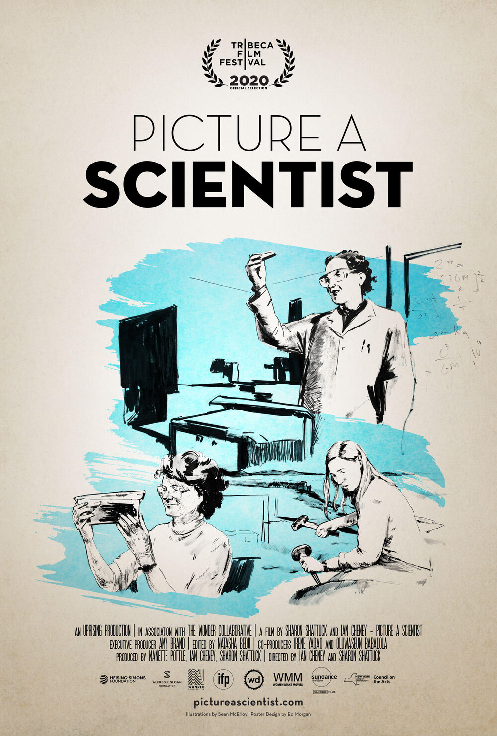 The 'Picture a Scientist' film poster featuring an illustration of three scientists 