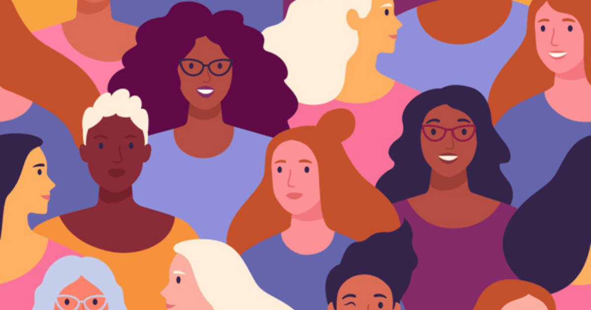 Graphic illustration of a group of women