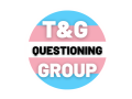 The T&G Questioning Group logo featuring pink and blue stripes
