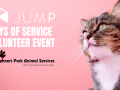 The ASP 'Days of Service Volunteer Event' graphic featuring a brown and white cat