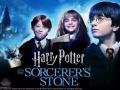 The film poster for 'Harry Potter And The Sorcerer’s Stone' featuring characters Harry Potter, Harmoine Granger, Ron Weasley