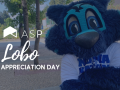 ASP 'Lobo Appreciation' graphic featuring the Lobo mascot in a Noma Nation t-shirt