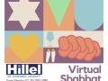 The colorful flyer for the Virtual Shabbat event happening on Sept. 10 2021 at 6:30pm