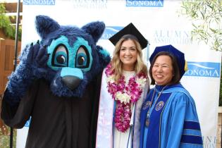  Lobo,  SSU graduate, and Judy Sakaki
