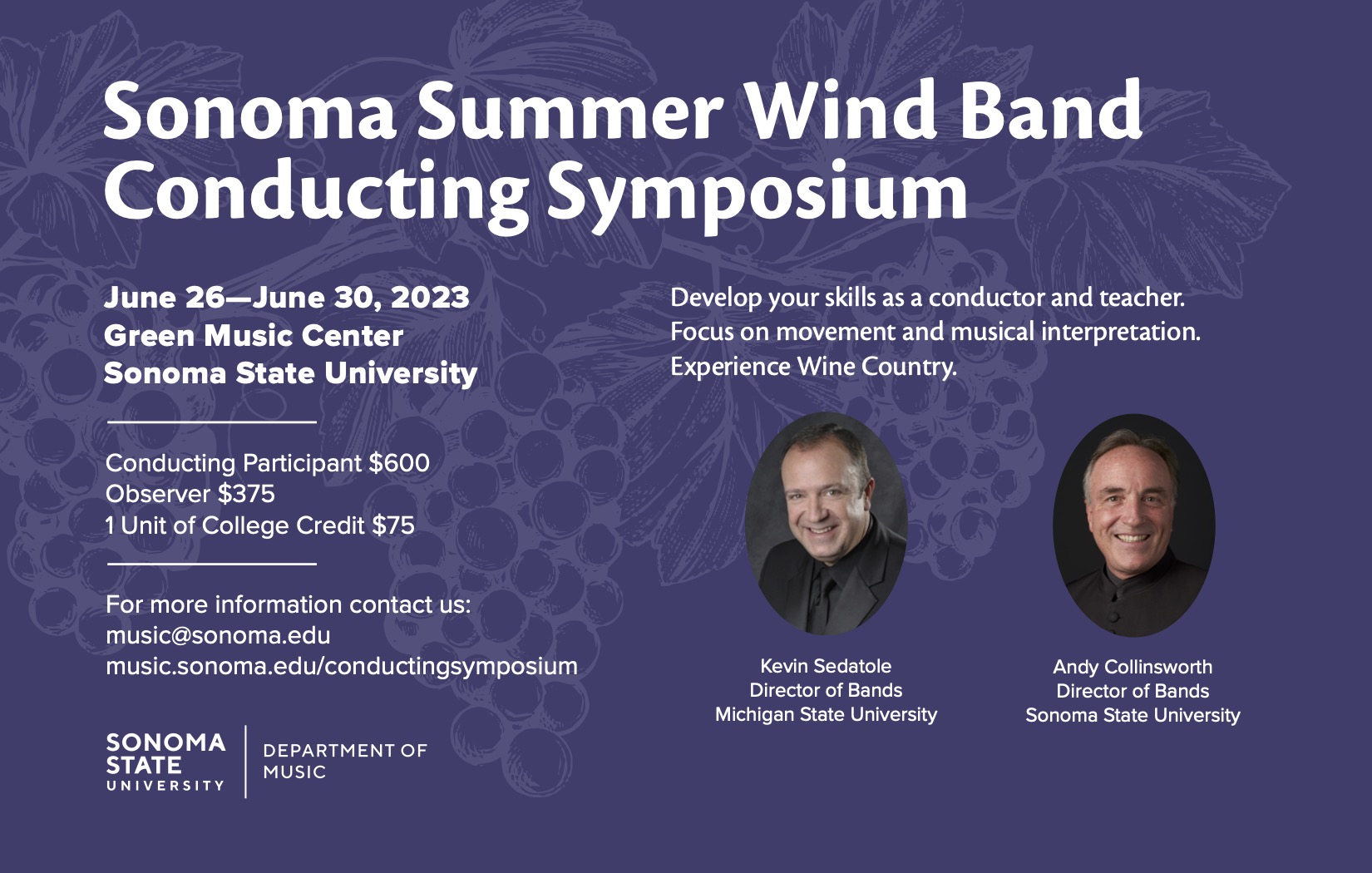 The flyer for the Summer Conducting Workshop