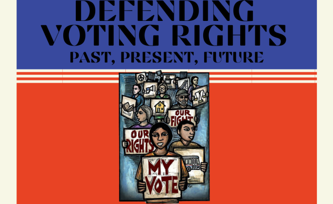 The flyer for Defending Voting Rights 