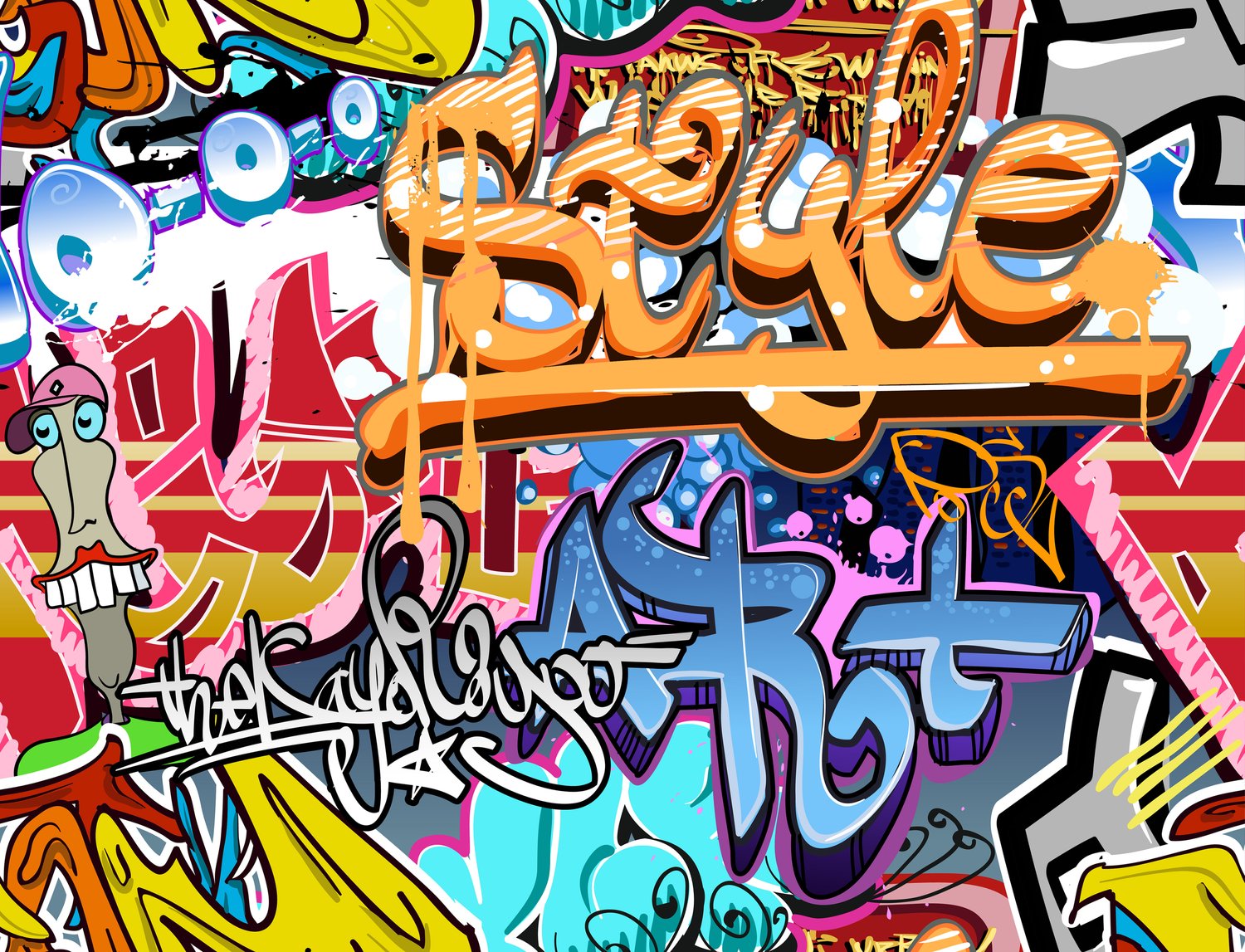 Graphic of colorful graffiti 