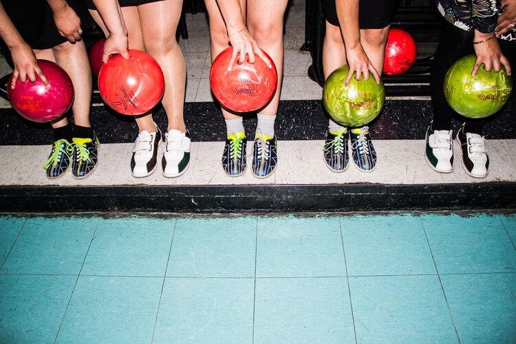 Bowling balls and shoes 