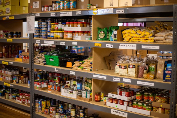 Shelves of food products at Lobo's Pantry