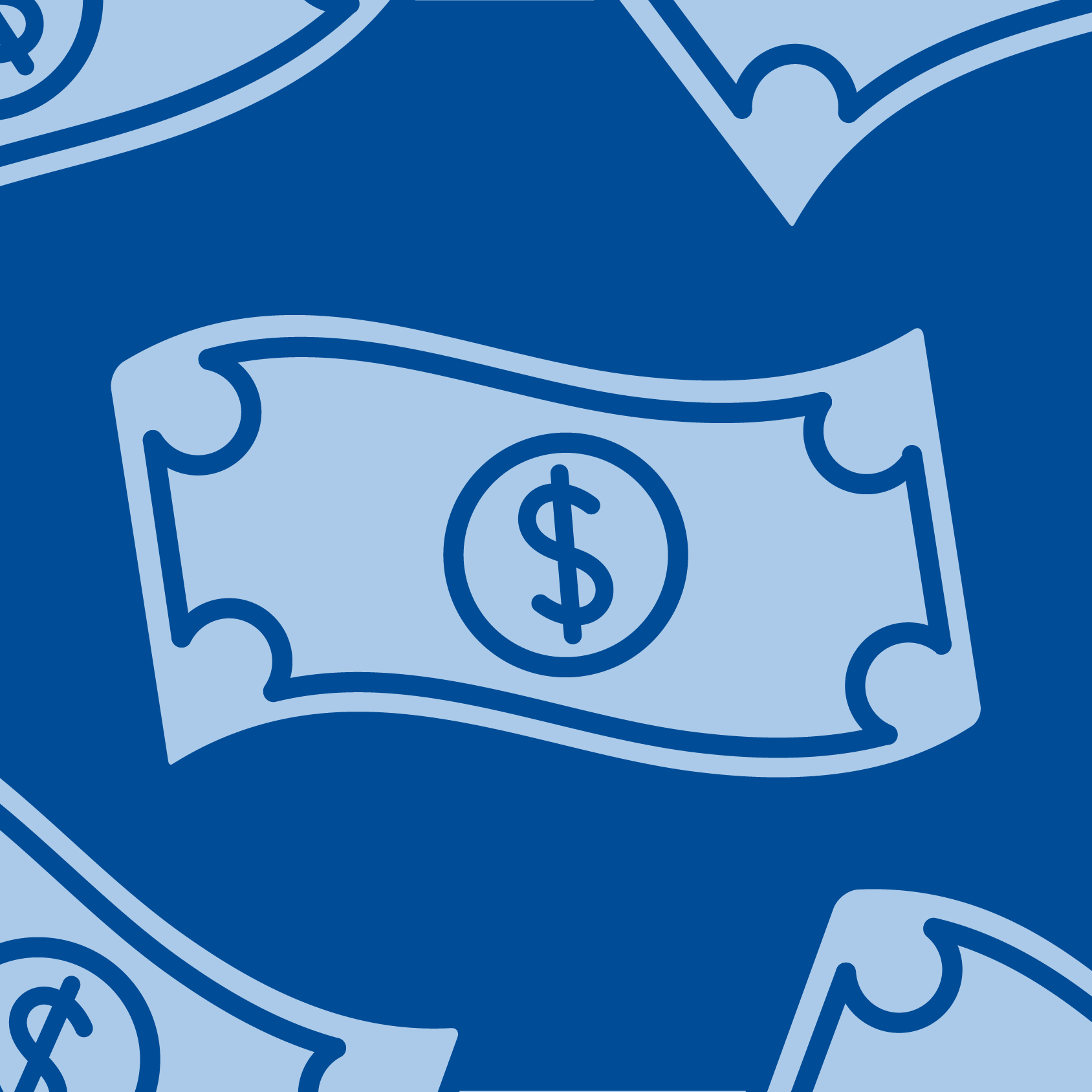 graphic illustration of a blue dollar bill 