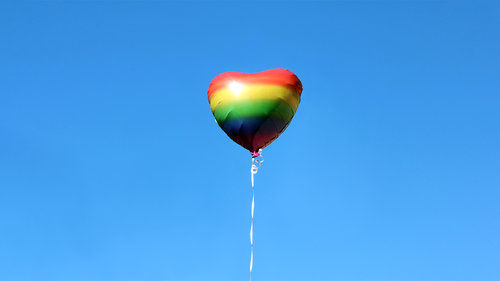Rainbow heart shaped balloon 