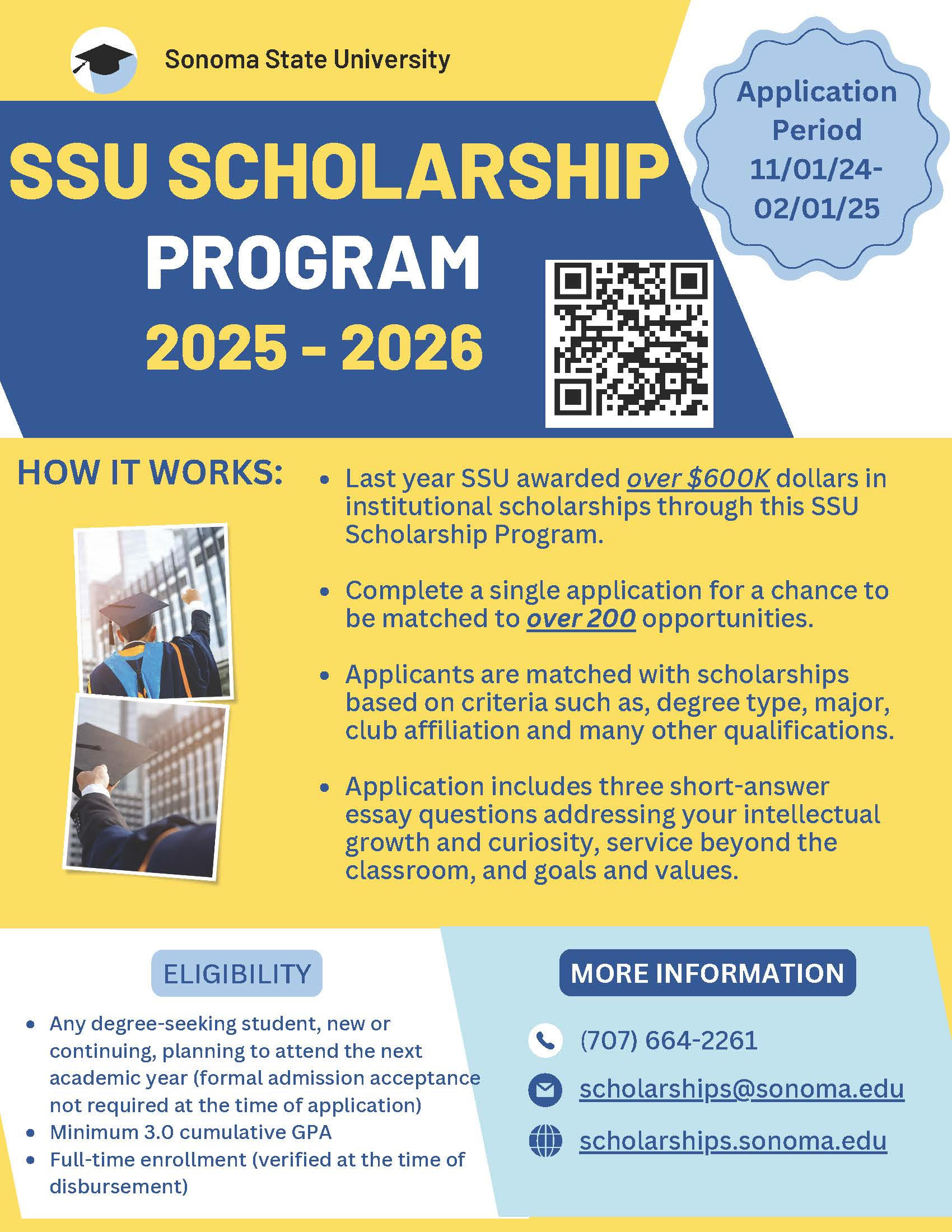 Flyer for the 2025-2026 SSU Scholarship Program