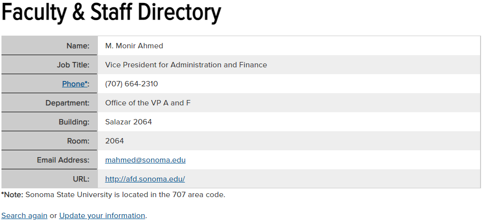 The "Confirm Directory Entry" panel on the SSU website