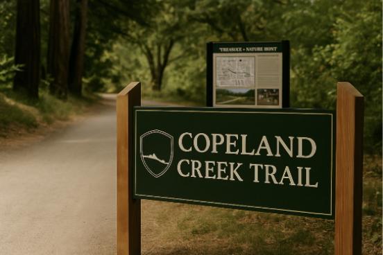 Concept rendering of Copeland Creek Trail signage