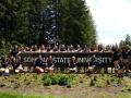 Students behind Sonoma State University sign 