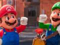 Animated characters Mario and Luigi cheering excitedly 