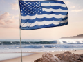 Blue and white American flag 
