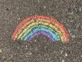 a rainbow drawn in chalk