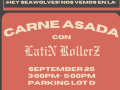 The event flyer for the SSU Carne Asada and Latin Rollers Lowrider Event