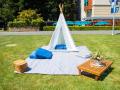 a picnic set up on Person Lawn at Sonoma State University