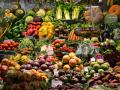 Colorful bunches of different kinds of produce