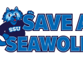 A graphic of Lobo with the words 'Save a Seawolf'