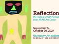 A flyer for the "Reflections" art gallery opening 