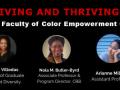 Event banner for the Women of Color Kick-Off Event featuring multiple portraits of keynote speakers with their title listed beneath them