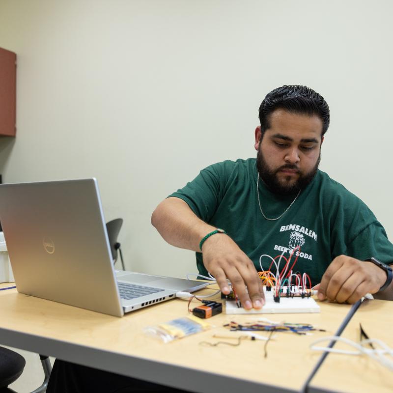 Engineering student working on project